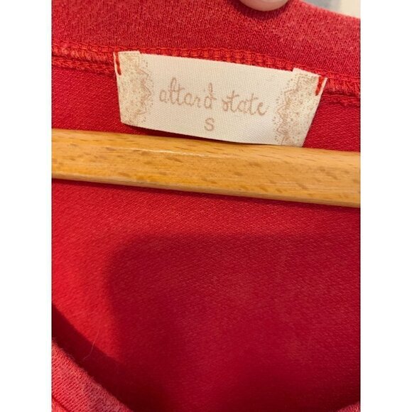 Altar'd State Womens Red Blouse Boho Flair Bell Sleeves Size Small - Picture 5 of 9